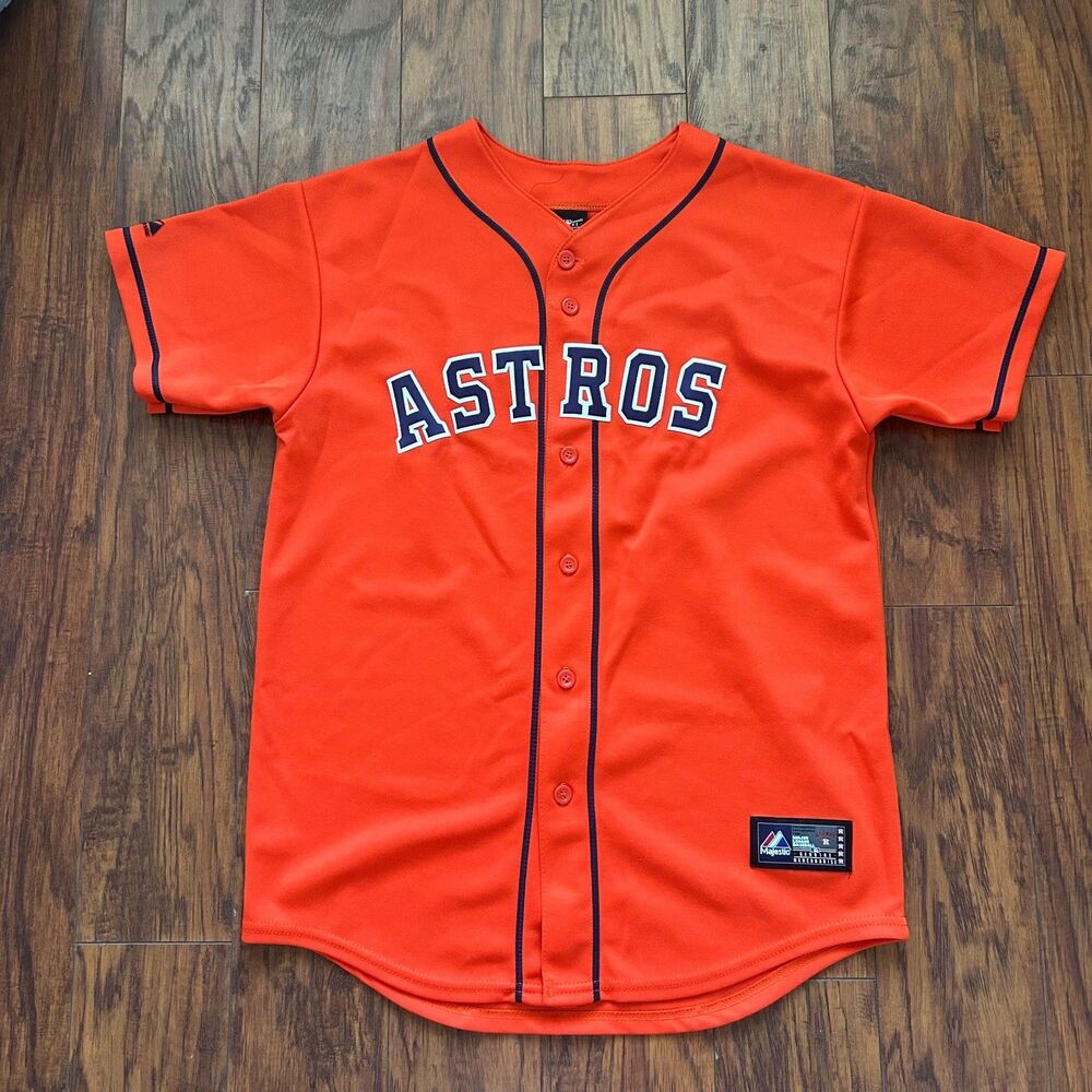 Houston Astros Jersey Majestic MLB Baseball Orange Blank Mens XL Button Front US